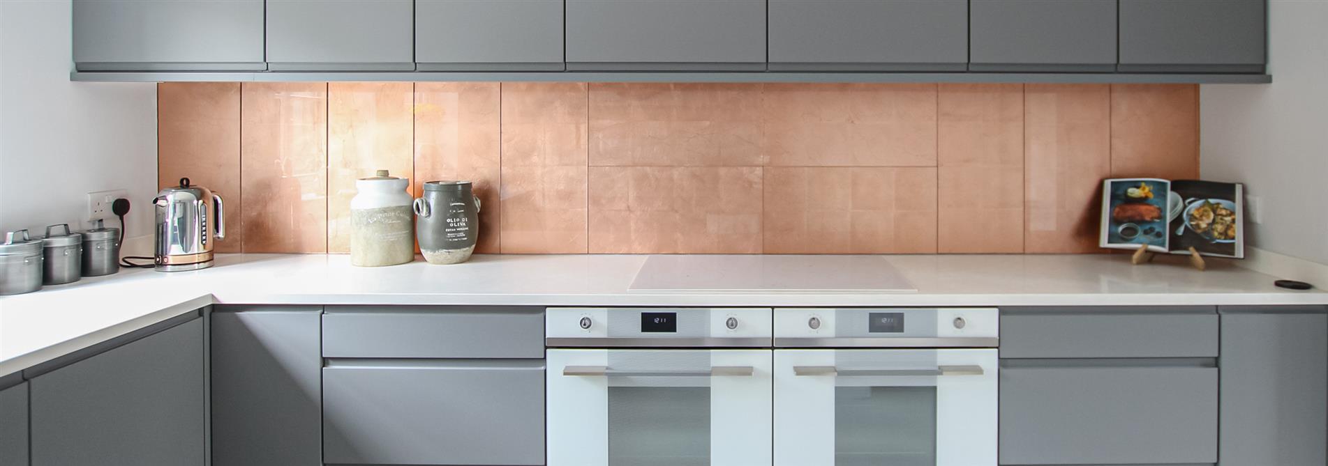 modern kitchen copper tiles