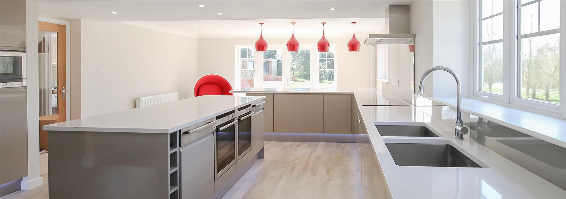 Kitchen with red accents